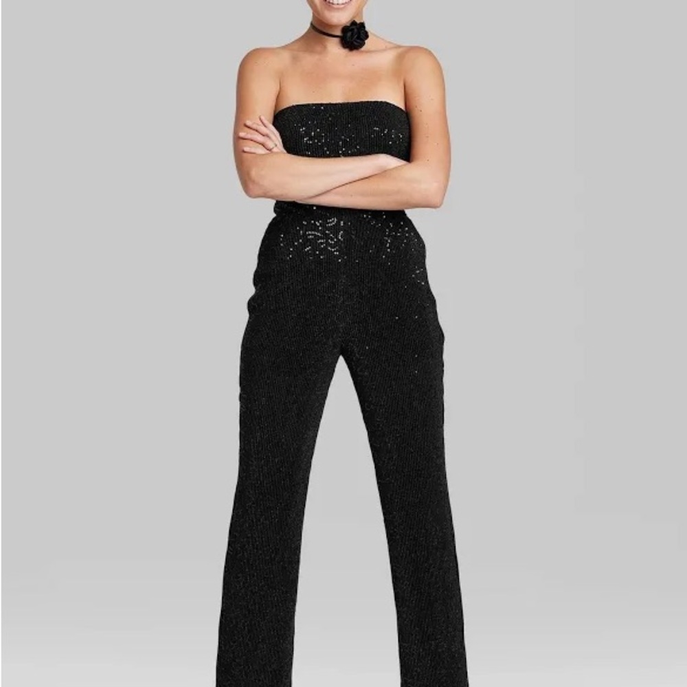 Black Sequin Women's Jumpsuit